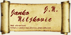 Janko Miljković vizit kartica